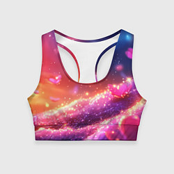 Женский спортивный топ Фиолетовые и красные оттенки текстура