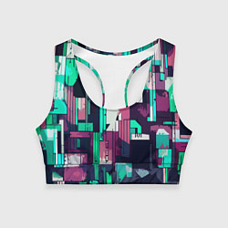 Топик спортивный женский Абстракция бирюзовый с розовым геометричный, цвет: 3D-принт