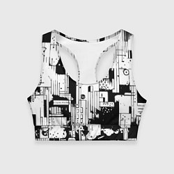 Женский спортивный топ Чёрно-белый светлая абстракция