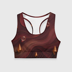 Женский спортивный топ Темно-бордовый волнистый узор