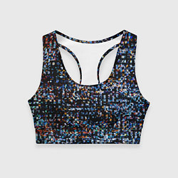 Топик спортивный женский Тёмный чёрно-синий мелкий квадрат, цвет: 3D-принт