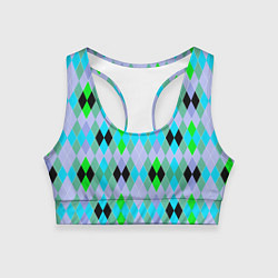 Женский спортивный топ Геометрический узор с разноцветными ромбами