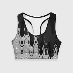 Женский спортивный топ Чёрно-белый абстракция стекающаяся