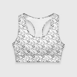 Топик спортивный женский Черно белый ягодный узор ретро, цвет: 3D-принт