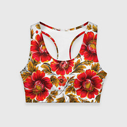 Топик спортивный женский Русская традиционная живопись, цвет: 3D-принт