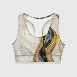 Женский спортивный топ Золотистые прожилки в мраморе