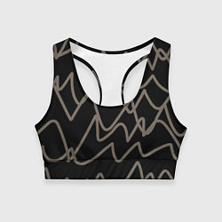 Топик спортивный женский Кривые рукописные линии чёрно-коричневый, цвет: 3D-принт