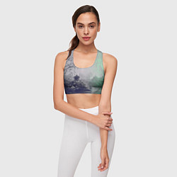 Топик спортивный женский Рыбацкий домик на берегу озера, цвет: 3D-принт — фото 2