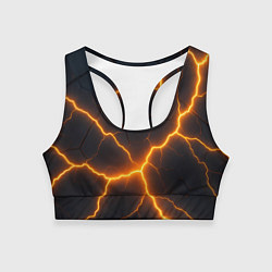 Топик спортивный женский Молнии и черные плиты, цвет: 3D-принт