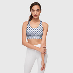 Топик спортивный женский Серо-белый узор в клетку и горох ретро, цвет: 3D-принт — фото 2