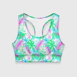 Топик спортивный женский Palm green light blue, цвет: 3D-принт