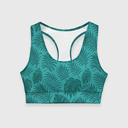 Топик спортивный женский Тропические листья - паттерн, цвет: 3D-принт