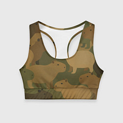 Женский спортивный топ Капибара - камуфляж
