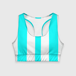 Топик спортивный женский Color light blue white lines, цвет: 3D-принт