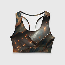 Топик спортивный женский Камуфляжная ткань на металлической пластине, цвет: 3D-принт