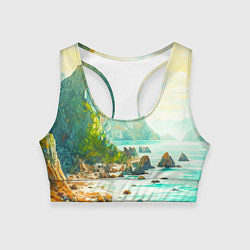 Топик спортивный женский Художественный пейзаж море скалы, цвет: 3D-принт