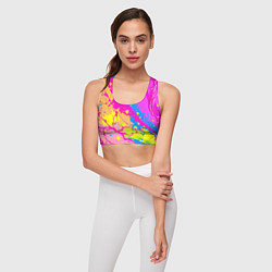 Топик спортивный женский Яркая абстракция из розовых и голубых красок, цвет: 3D-принт — фото 2