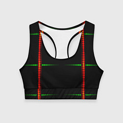 Топик спортивный женский Color black green orange stripes, цвет: 3D-принт