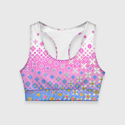 Топик спортивный женский Розово-голубой узор, цвет: 3D-принт