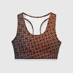 Топик спортивный женский Узорчатый градиент рыже-синий, цвет: 3D-принт