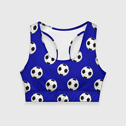 Топик спортивный женский Футбольные мячи на синем, цвет: 3D-принт