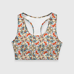 Топик спортивный женский Орнамент с лошадью - символом Нового 2026 года, цвет: 3D-принт