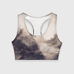 Топик спортивный женский Сепия абстрактная горная река, цвет: 3D-принт