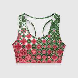 Топик спортивный женский Розово-зеленая метаморфоза, цвет: 3D-принт