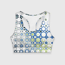 Женский спортивный топ Сине-зеленая абстракция