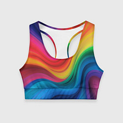 Женский спортивный топ Смесь ярких красок волнистыми линиями