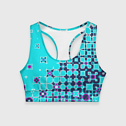 Женский спортивный топ Геометрическая метаморфоза на бирюзе