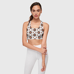 Топик спортивный женский Геометрические цветы на белом, цвет: 3D-принт — фото 2