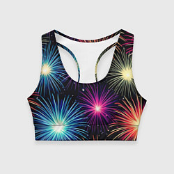 Топик спортивный женский Стилизованный праздничный салют, цвет: 3D-принт