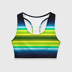 Топик спортивный женский Neon multicolored lines, цвет: 3D-принт