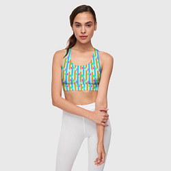 Топик спортивный женский Полосатый с сердечками ретро в горошек, цвет: 3D-принт — фото 2