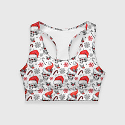 Женский спортивный топ Новогодние черепа