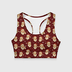 Топик спортивный женский Паттерн с Сантой, цвет: 3D-принт