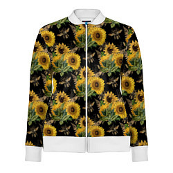 Олимпийка женская Fashion Sunflowers and bees, цвет: 3D-белый