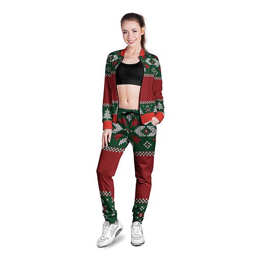 Женская олимпийка Knitted Christmas Pattern / 3D-Красный – фото 3