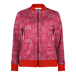 Олимпийка женская Паттерн русских иконок, цвет: 3D-красный