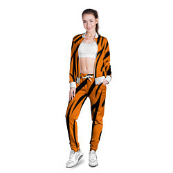 Олимпийка женская Текстура тиграtiger, цвет: 3D-белый — фото 2