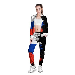 Олимпийка женская Российский триколор на темном фоне, цвет: 3D-белый — фото 2