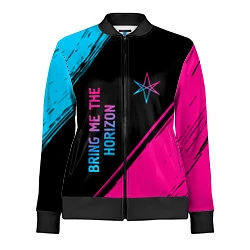 Олимпийка женская Bring Me the Horizon - neon gradient: надпись, сим, цвет: 3D-черный