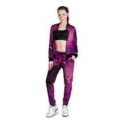 Олимпийка женская Розово-фиолетовый абстрактный фон и краски, цвет: 3D-черный — фото 2