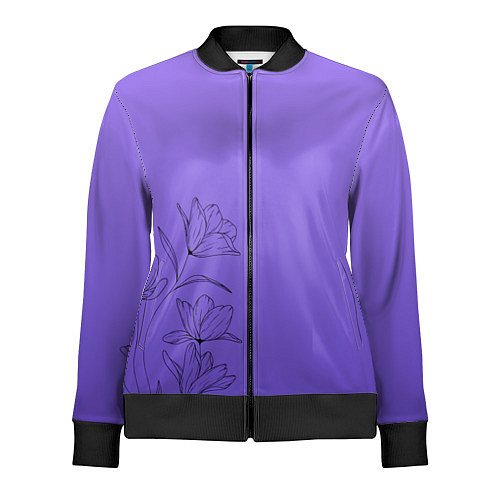 Женская олимпийка Красивый фиолетовый градиент с цветами / 3D-Черный – фото 1