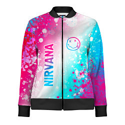 Женская олимпийка Nirvana neon gradient style: надпись, символ