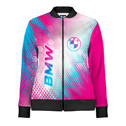 Женская олимпийка BMW neon gradient style: надпись, символ