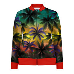 Олимпийка женская Кроны пальм, Багамы, цвет: 3D-красный