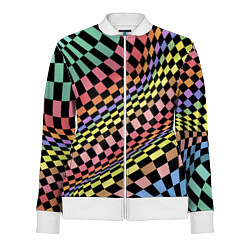 Олимпийка женская Colorful avant-garde chess pattern - fashion, цвет: 3D-белый