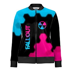 Олимпийка женская Fallout - neon gradient: надпись, символ, цвет: 3D-черный